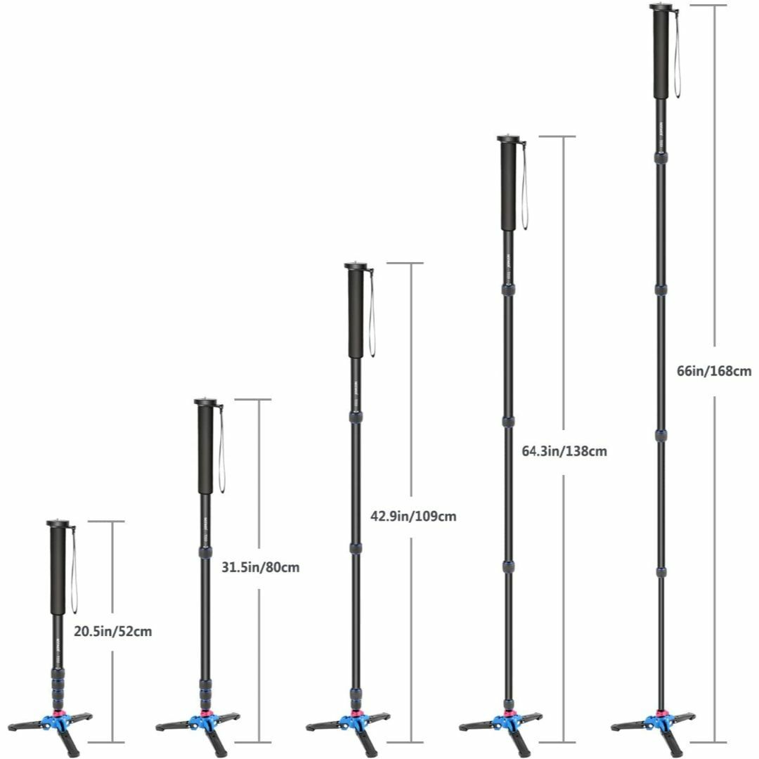 【新着商品】Neewer 伸縮可能なカメラ一脚20-66inch52-168cm