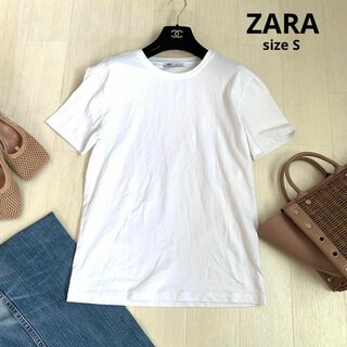 ザラ(ZARA)のZARA ザラ　トップス　Tシャツ　Sサイズ　ホワイト　半袖　ZARAトップス(Tシャツ(半袖/袖なし))
