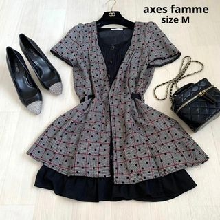 アクシーズファム(axes femme)のaxes famme アクシーズファム　チェック　ワンピース　Mサイズ　半袖(ひざ丈ワンピース)