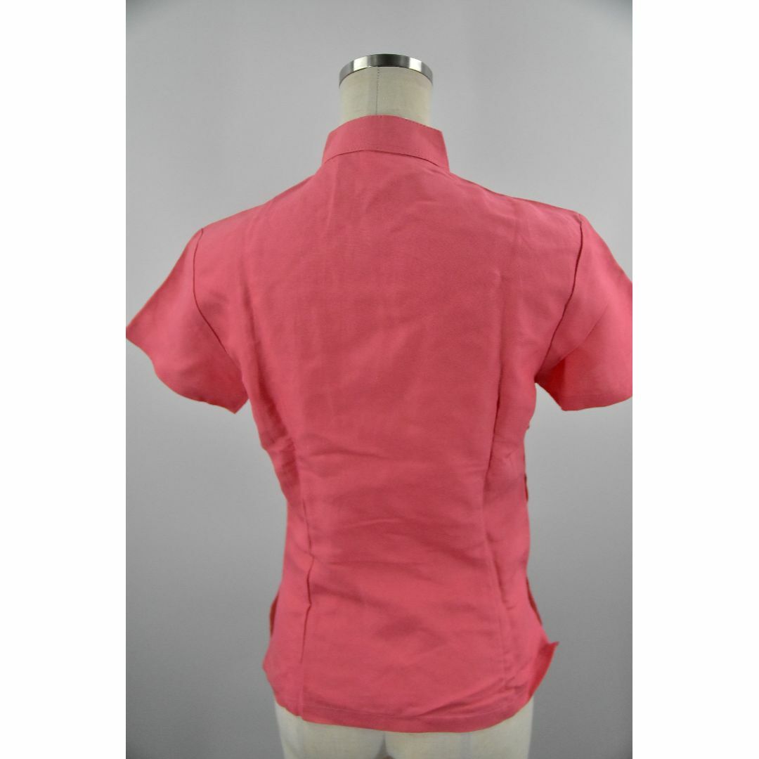 ベトナムシルク　アオザイ風刺繍入りブラウス　ピンク レディースのトップス(シャツ/ブラウス(半袖/袖なし))の商品写真