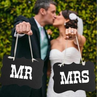 【MR&MRS】チェアサイン★サインプレート 結婚式 前撮りにも♡【ブラック】(ウェディングドレス)