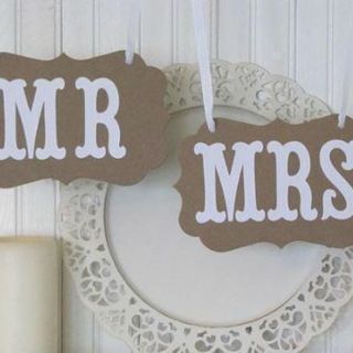 【MR&MRS】チェアサイン★サインプレート 結婚式 前撮りにも♡【ブラウン】(ウェディングドレス)