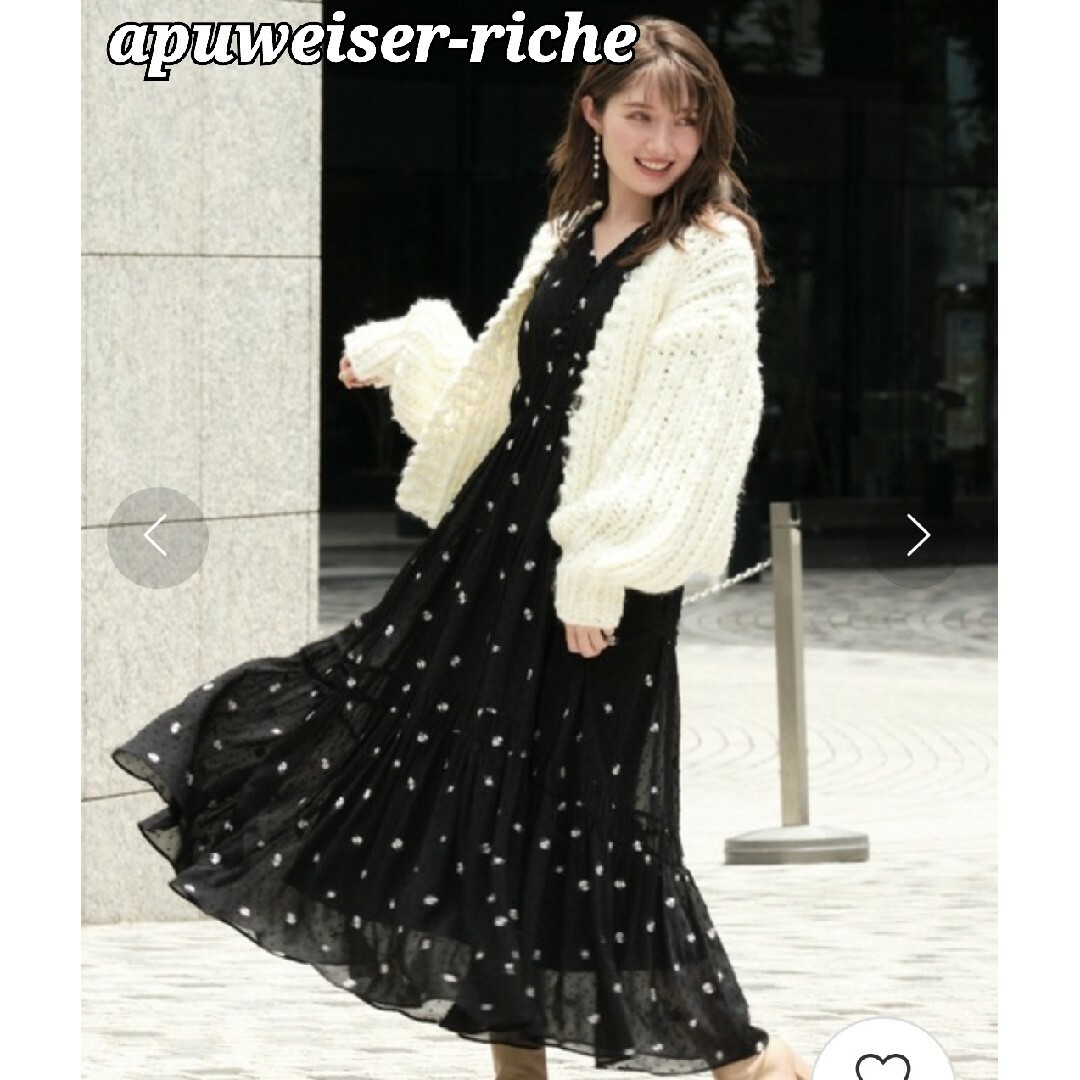 Apuweiser-riche(アプワイザーリッシェ)のお取り置きです。美品 apuweiser-riche フラワー刺繍ワンピース レディースのワンピース(ロングワンピース/マキシワンピース)の商品写真