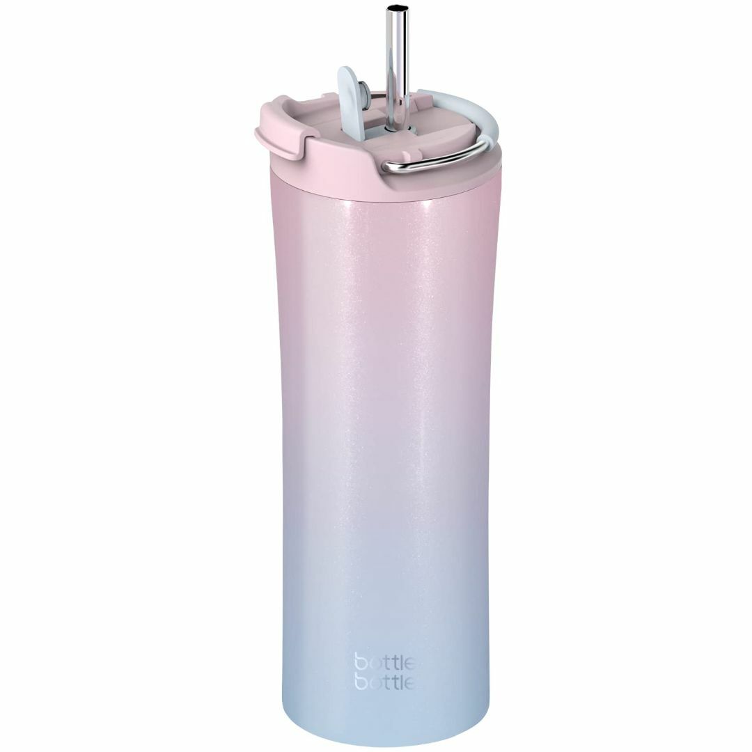 【色: pink blue】タンブラー 600ml水筒 真空 断熱 保温 保冷