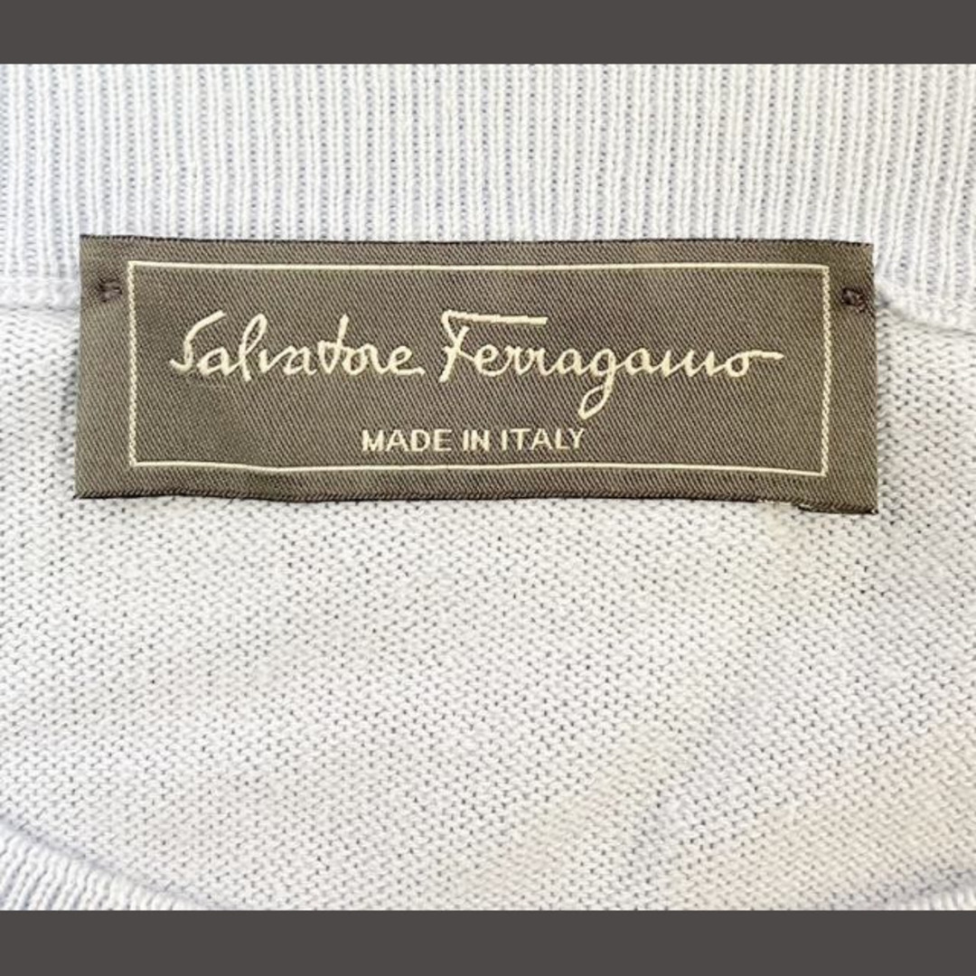 サルヴァトーレフェラガモ ニット セーター ガンチーニ刺繍 ワンポイント 水色