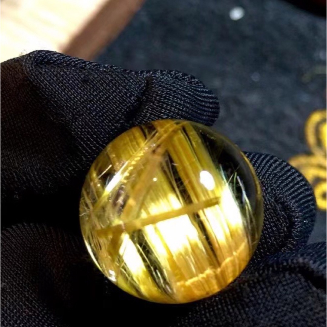 ⭐︎【天然】タイチンクオーツ 丸玉 14.5mmゴールドルチル