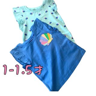 ネクスト(NEXT)の●未使用●1-1.5才　ブルー　フィッシュ柄　フリル袖　タンクトップ　セット(Ｔシャツ)