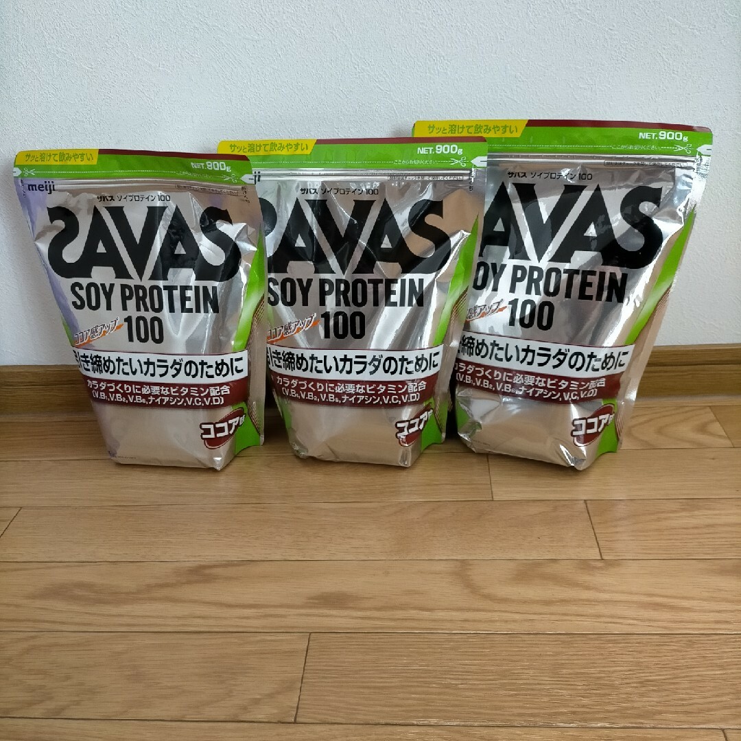 SAVAS - 【新品未開封】ザバスソイプロテイン 100 ココア味900g×3袋 ...