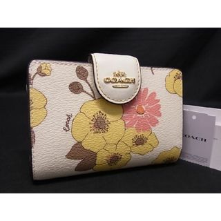 コーチ(COACH)の■新品同様■ COACH コーチ CH734 フローラルクラスター PVC 二つ折り 財布 ウォレット 札入れ レディース アイボリー系 BG1603 (財布)