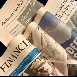 英字新聞FT サーモンピンク色　　　　　　　　18頁(見開き4枚＋半裁1枚)(印刷物)