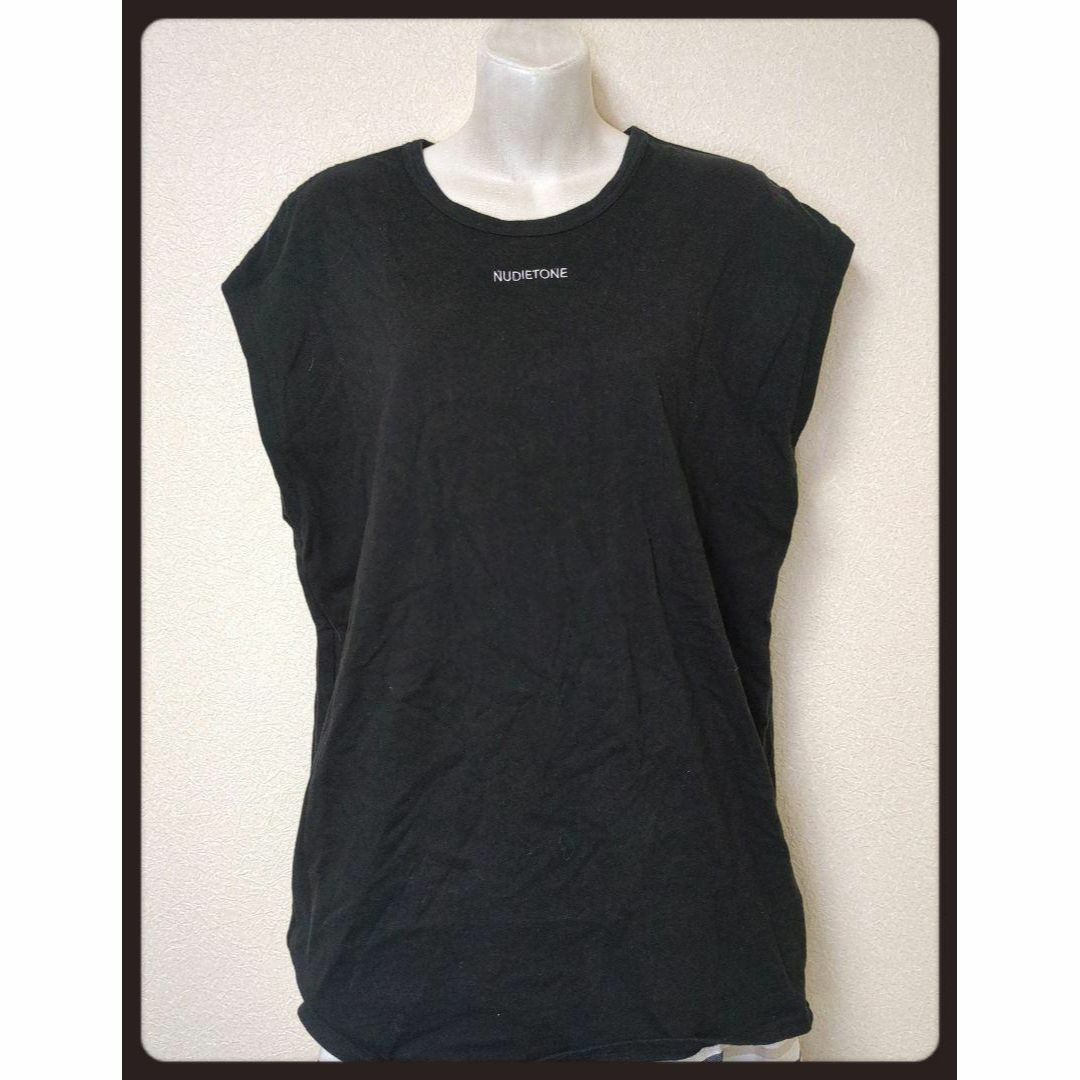 EMODA(エモダ)のEMODA エモダ ブラック ボックス型 ノースリーブ Tシャツ レディースM レディースのトップス(Tシャツ(半袖/袖なし))の商品写真