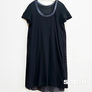 サカイ(sacai)の【sacai】サカイ サイドバック パンチングレース カシミヤ混 トップス(ひざ丈ワンピース)