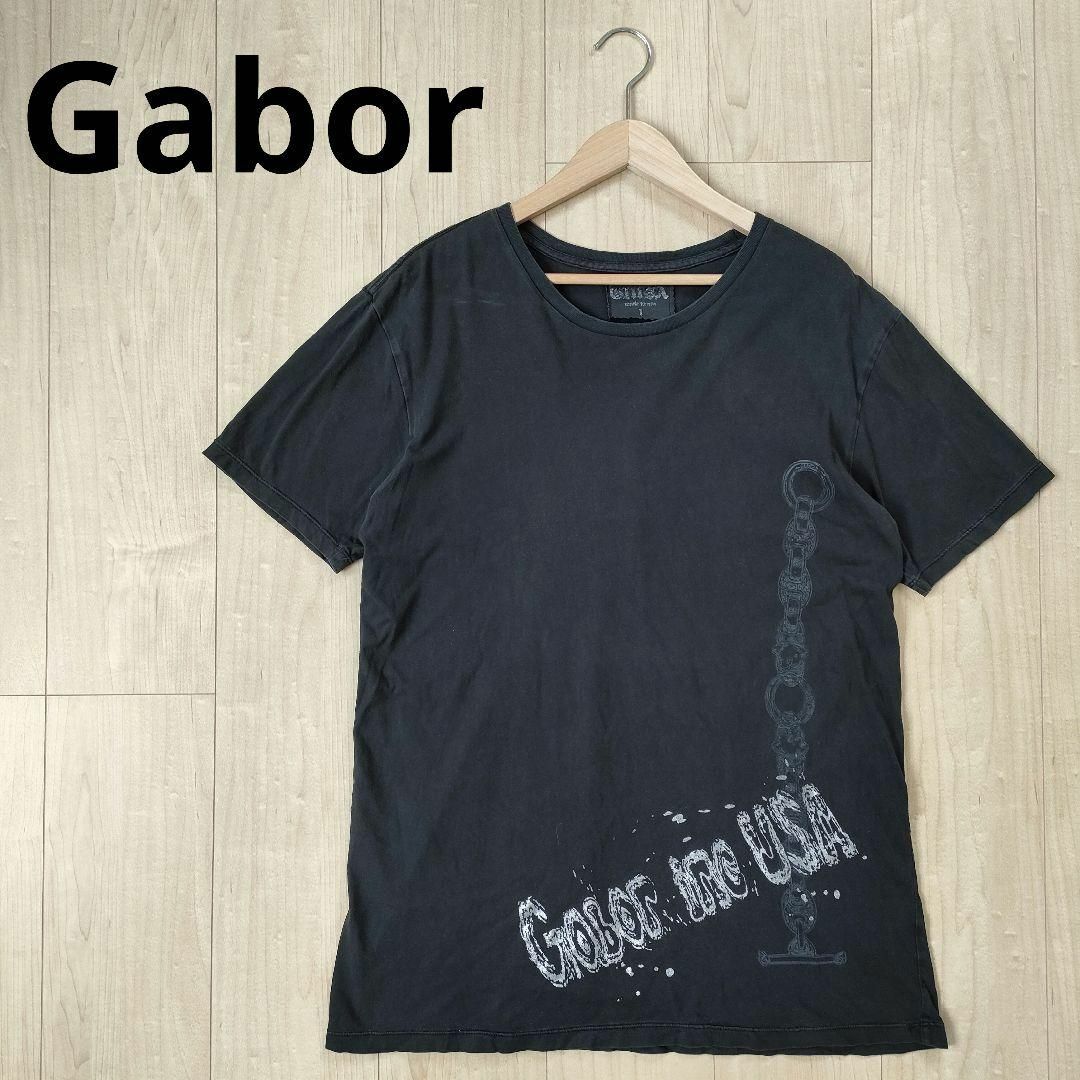 Gabor ガボール 半袖 プリントTシャツ ブラック 前後プリント GIUSA