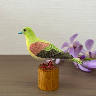 野鳥彫刻 アオバト 8㎝ 作者ituo(彫刻/オブジェ)