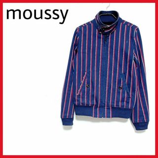 マウジー(moussy)のmoussy　ストライプ柄ハイネックジャケット　ネイビー　アウター　モード系　○(ブルゾン)