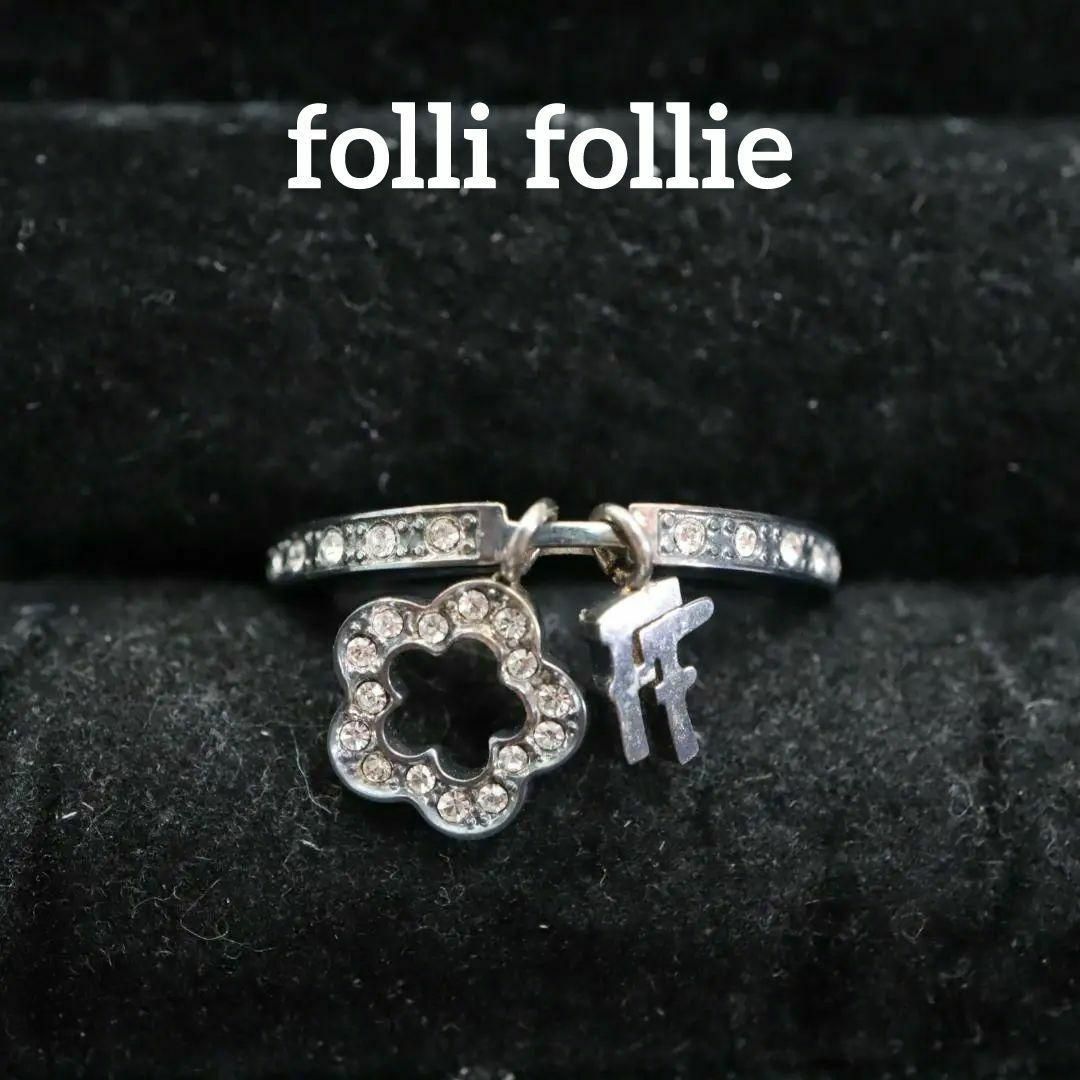 Folli Follie(フォリフォリ)の【匿名配送】 フォリフォリ リング 指輪 黒 11号 ロゴ 花 レディースのアクセサリー(リング(指輪))の商品写真