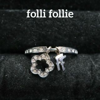 フォリフォリ(Folli Follie)の【匿名配送】 フォリフォリ リング 指輪 黒 11号 ロゴ 花(リング(指輪))