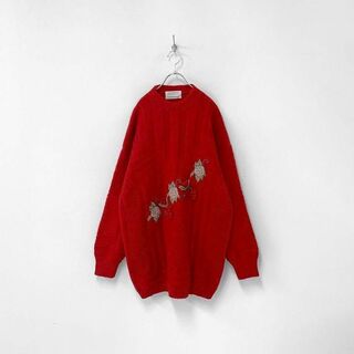 ヴィンテージ 90s ぶどう 刺繍 3D デザイン ケーブル ニット セーター(ニット/セーター)