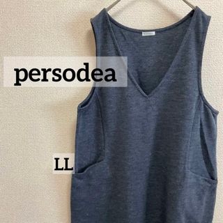 persodea  ペルソディア　ワンピース　袖なし　グレー　LL(ひざ丈ワンピース)