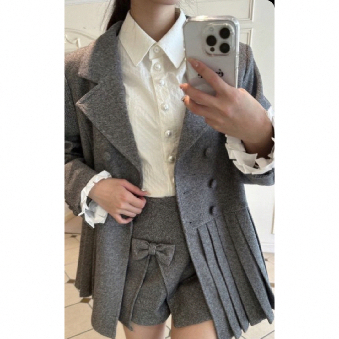 epine pleats frill jacket herringbone