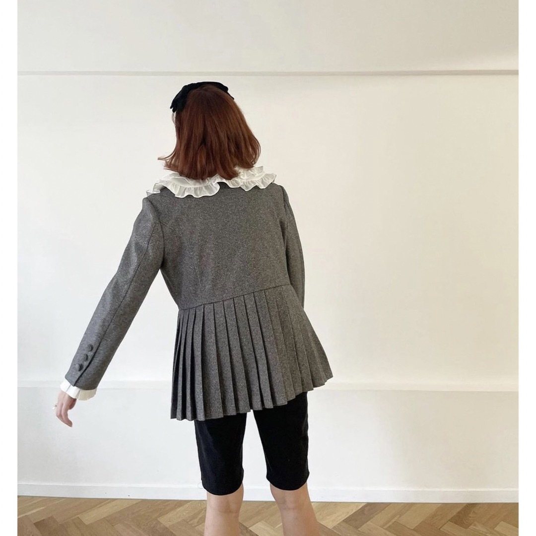 epine pleats frill jacket herringbone