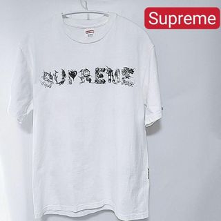 シュプリーム(Supreme)の美品　シュプリーム　ホワイト　ロゴ　コットン　半袖　シャツ　Tシャツ(Tシャツ/カットソー(半袖/袖なし))