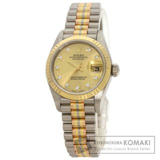 ロレックス(ROLEX)のROLEX 69179BIC デイトジャスト 10P ダイヤモンド トリドール 腕時計 K18WG K18WGxK18YGxK18PG K18YG レディース(腕時計)