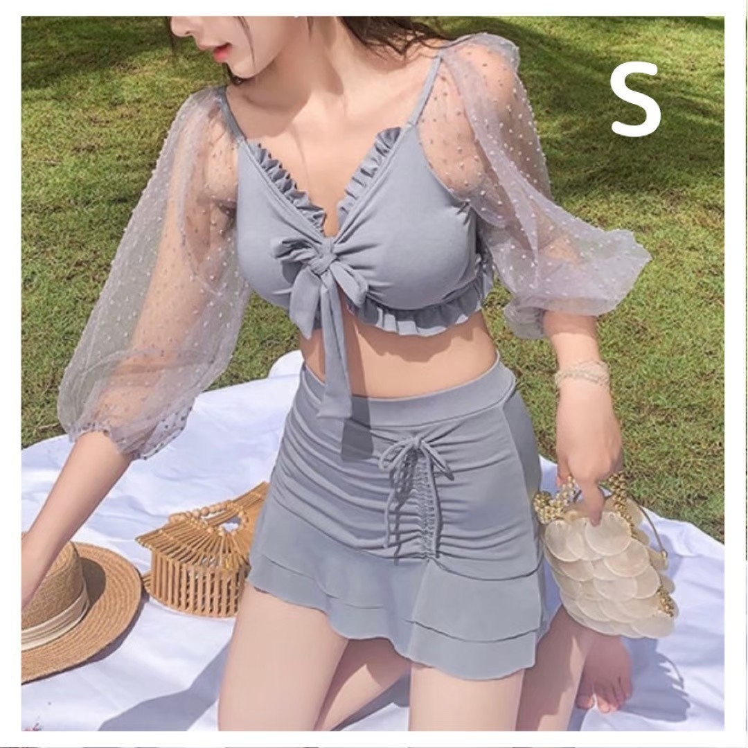 水着 S レディース 体型カバー 可愛い ビキニ 韓国 セパレート スカート レディースの水着/浴衣(水着)の商品写真