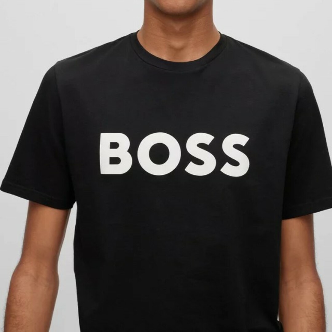 大谷翔平愛用BOSS コットンジャージー Tシャツ ラバープリントロゴ付き Lメンズ