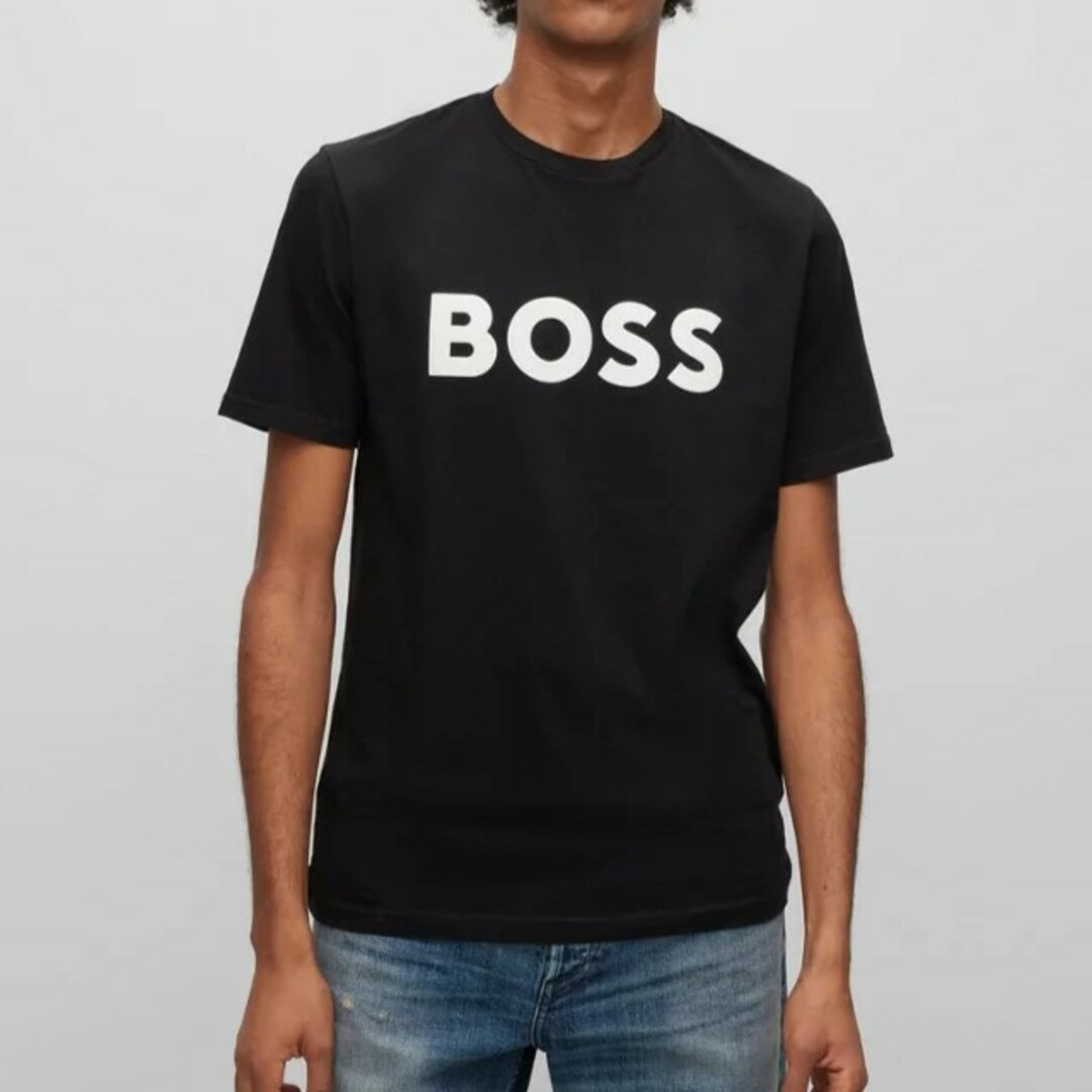 大谷翔平愛用BOSS コットンジャージー Tシャツ ラバープリントロゴ付き Lメンズ