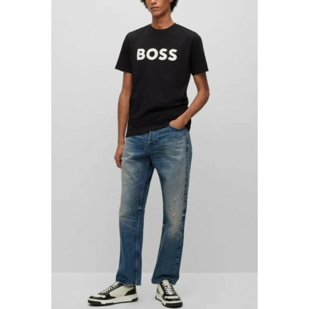 大谷翔平愛用BOSS コットンジャージー Tシャツ ラバープリントロゴ付き Lメンズ