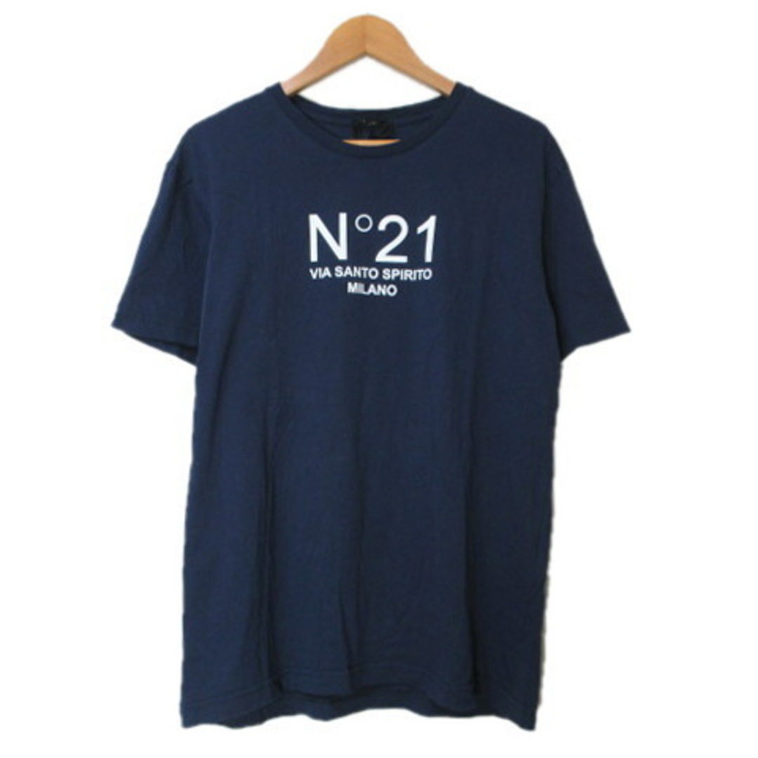 N°21(ヌメロヴェントゥーノ)のヌメロヴェントゥーノ N°21 半袖 Tシャツ ロゴプリント M 紺 ■GY19 メンズのトップス(Tシャツ/カットソー(半袖/袖なし))の商品写真