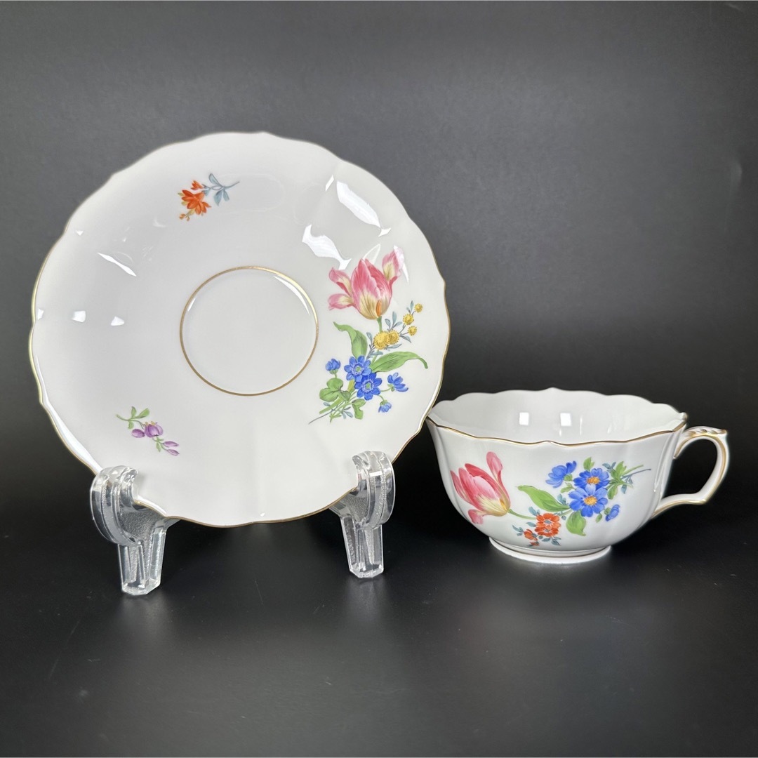MEISSEN - 美品 マイセン 3つ花 チューリップ ティーカップ&ソーサー1
