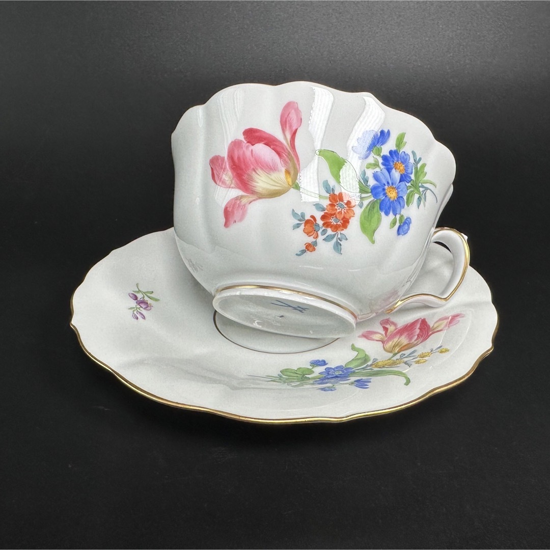 MEISSEN - 美品 マイセン 3つ花 チューリップ ティーカップ&ソーサー1