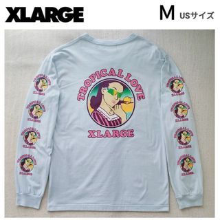 XLARGE エクストララージ バックプリント 白 ロンT 長袖カットソー.