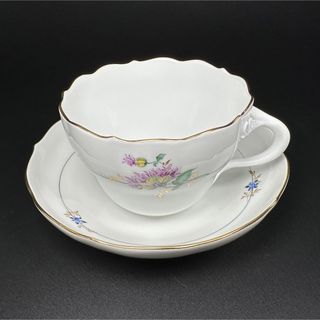 マイセン(MEISSEN)の美品 マイセン ケシ(紫) コーヒーカップ＆ソーサー1客、1級品(食器)