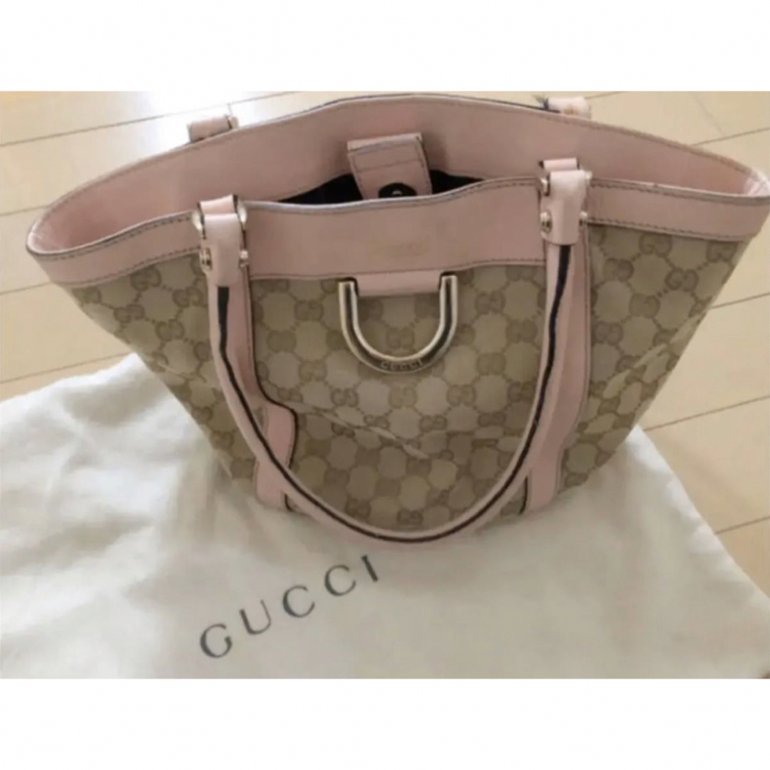 Gucci(グッチ)のGUCCI キャンバストートバッグ　ベージュ　ピンク レディースのバッグ(トートバッグ)の商品写真