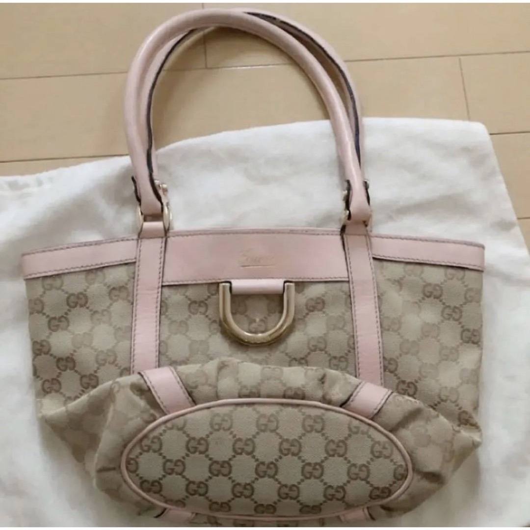 Gucci(グッチ)のGUCCI キャンバストートバッグ　ベージュ　ピンク レディースのバッグ(トートバッグ)の商品写真