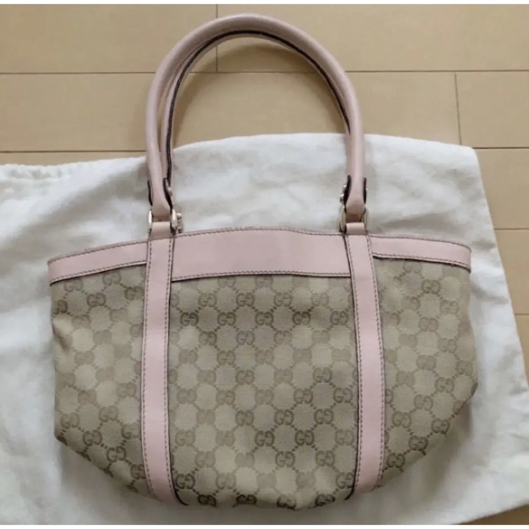 Gucci(グッチ)のGUCCI キャンバストートバッグ　ベージュ　ピンク レディースのバッグ(トートバッグ)の商品写真