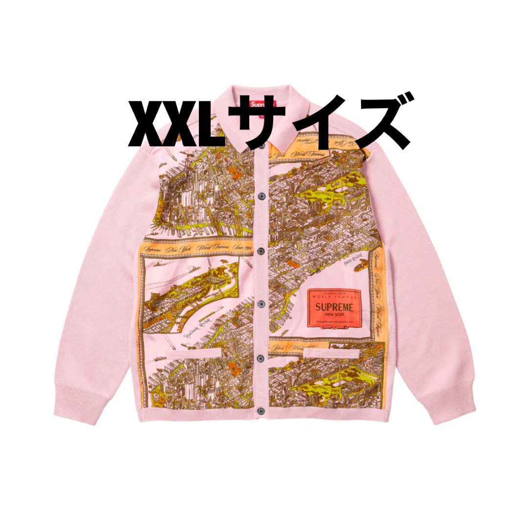 Supreme(シュプリーム)のsupreme Silk Map Cardigan  ピンク メンズのトップス(カーディガン)の商品写真