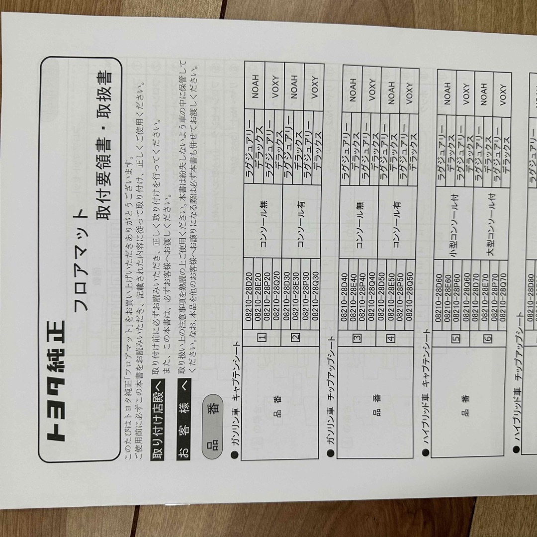 宜しくお願い致します純正フロアマット　90系　ノア　HV S-Z専用　デラックスタイプ