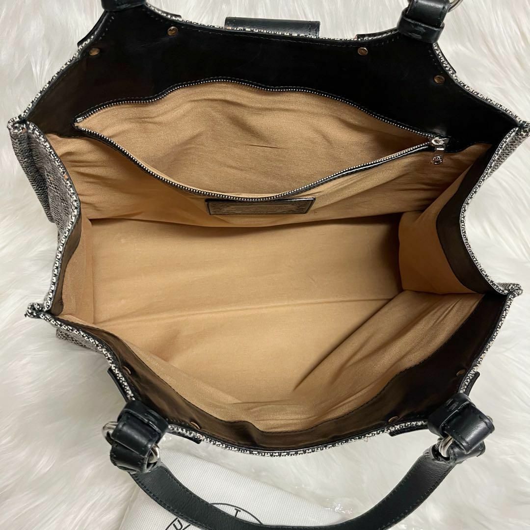 HUNTING WORLD(ハンティングワールド)のハンティングワールド　ツイード✖︎レザー　大容量カバンバッグ肩掛け保存袋付き レディースのバッグ(ショルダーバッグ)の商品写真