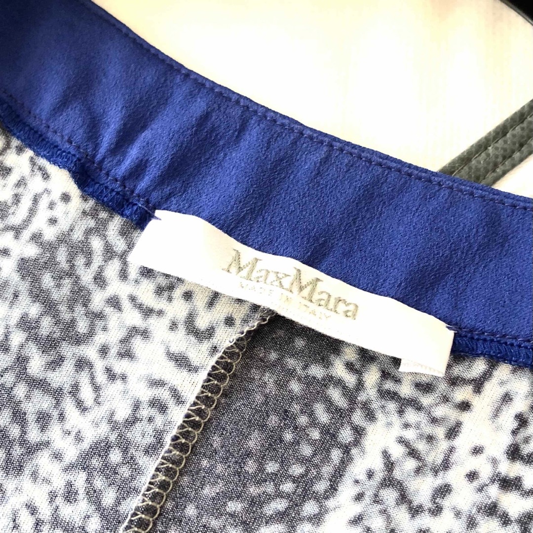 Max Mara(マックスマーラ)の極美品‼️【マックスマーラ】白タグカシュクールワンピース　ブルー×ホワイト レディースのワンピース(ひざ丈ワンピース)の商品写真