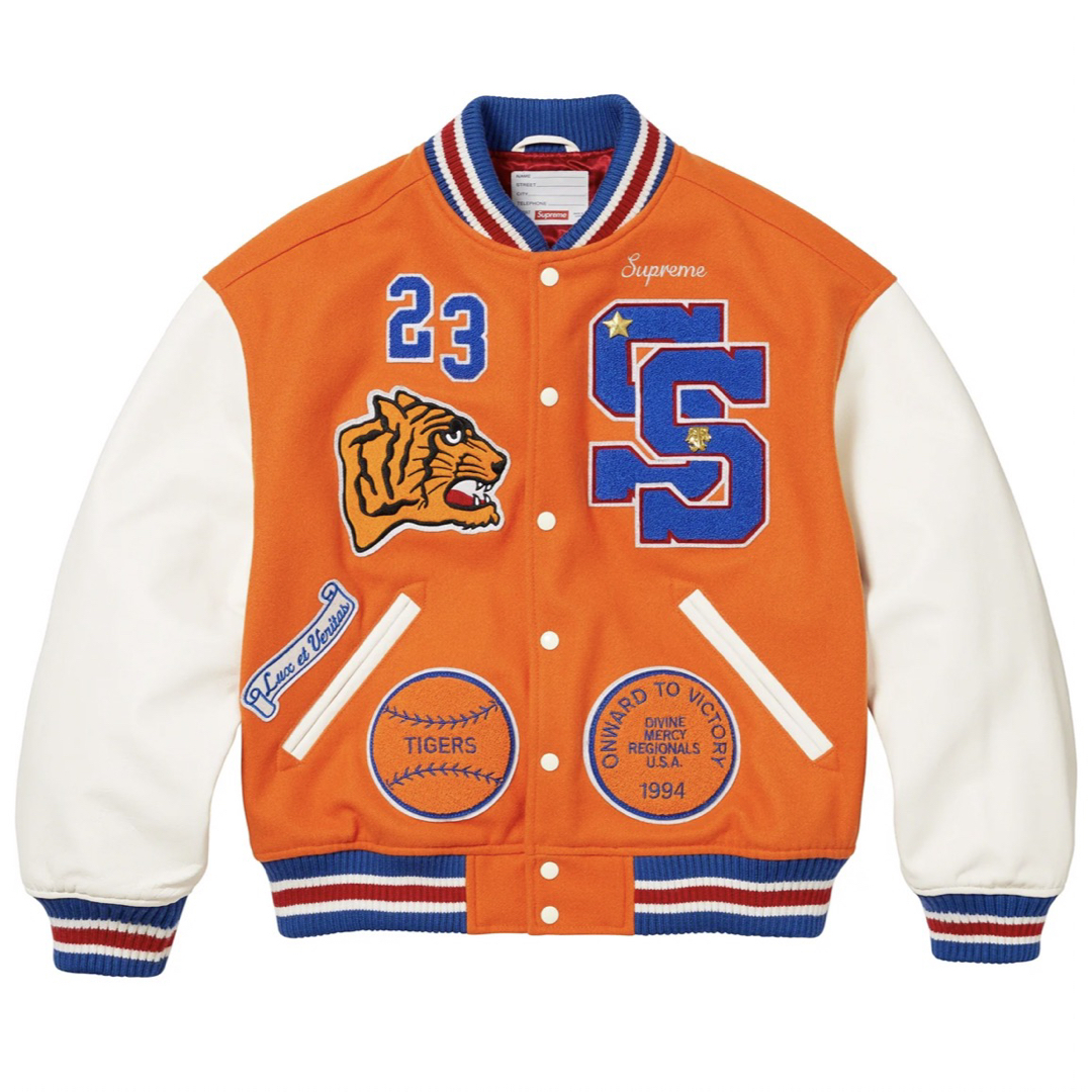 送込 supreme Tiger Varsity Jacket XL オレンジ