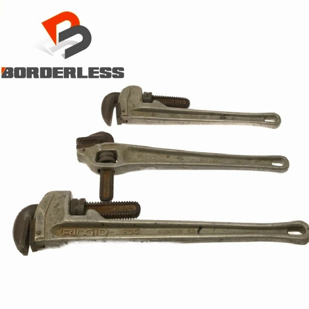 ☆中古品☆ RIDGID リジッド アルミパイプレンチ 3本セット 824 ☆中古品☆ RIDGID リジッド アルミパイプレンチ 3本セット 824