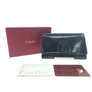 カルティエ(Cartier)の▼▼Cartier カルティエ レディース ハッピーバースデー 二つ折り財布 L字ファスナー エナメル ブラック(財布)