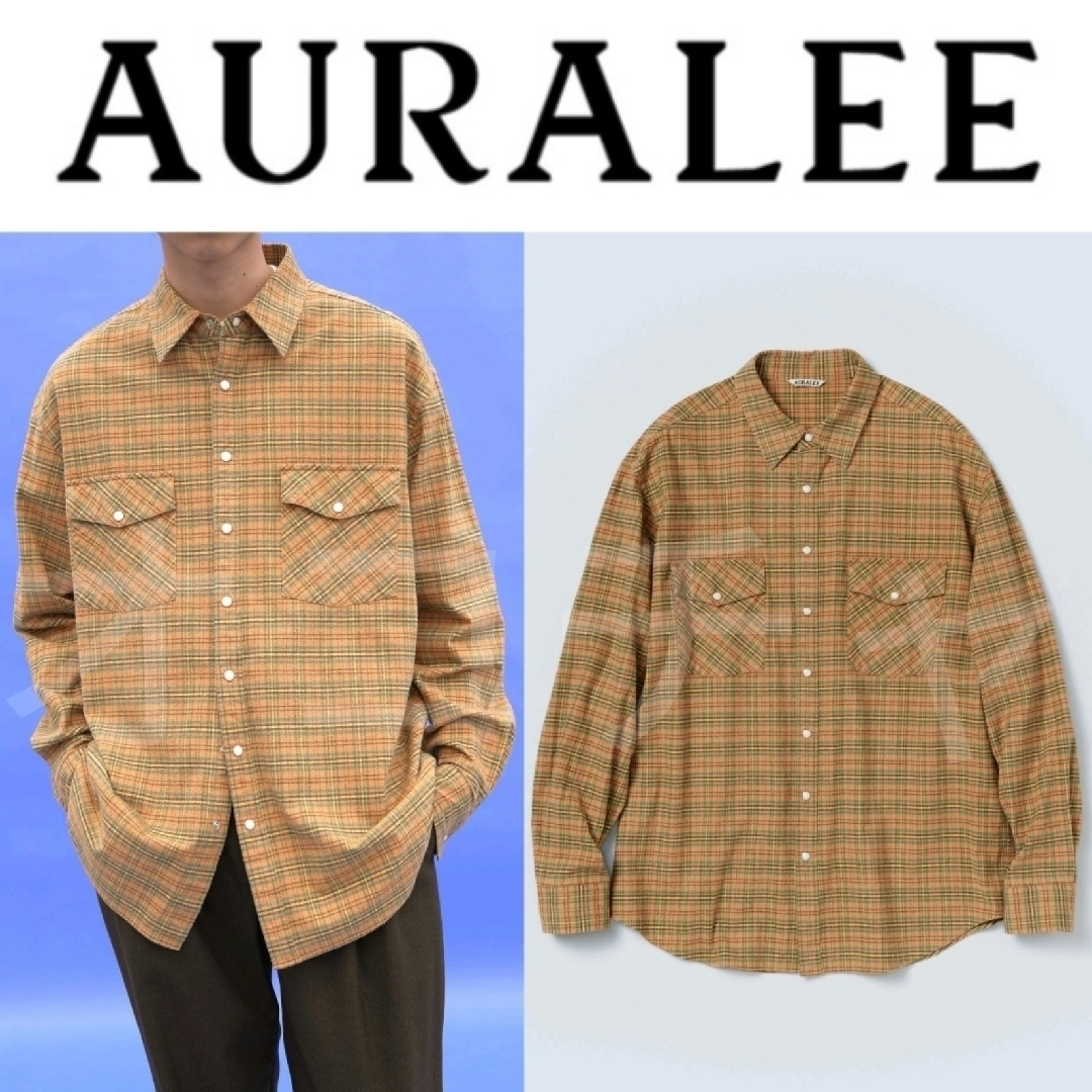 新品■21AW AURALEE  シルクコットン チェック ウエスタンシャツ 4