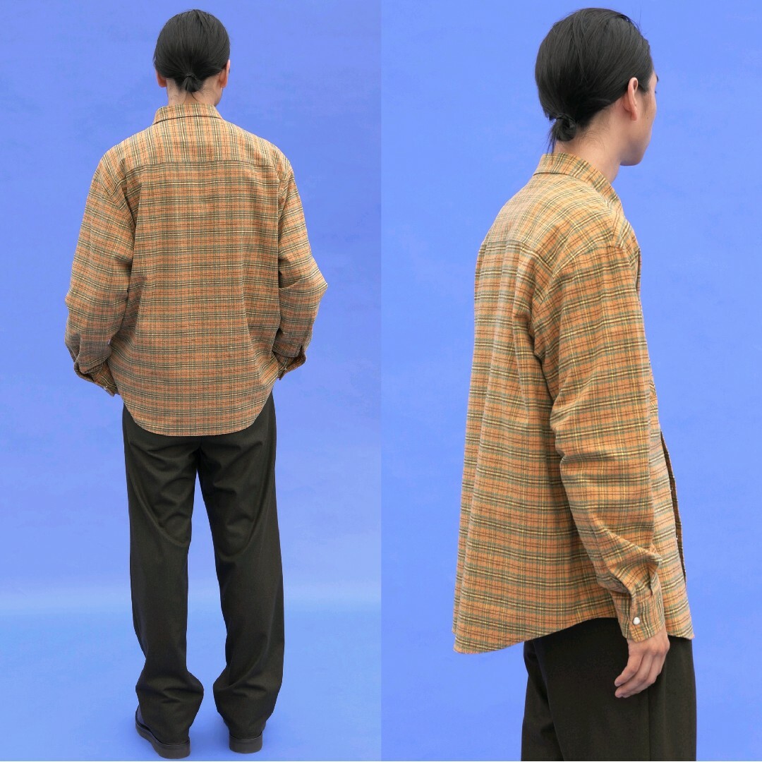 新品E シルクコットン チェック ウエスタンシャツ 4
