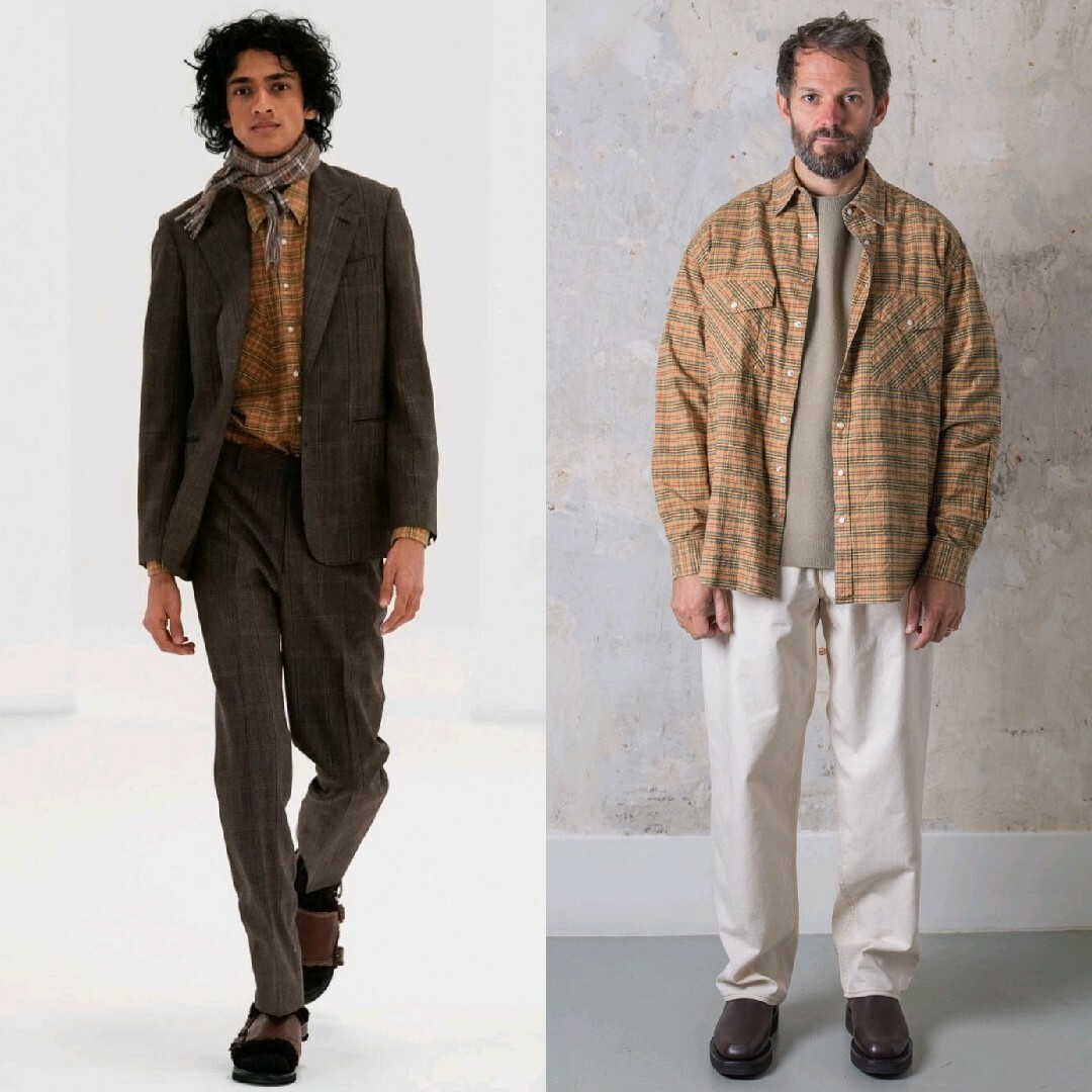 AURALEE 新品□AW AURALEE シルクコットン チェック ウエスタン