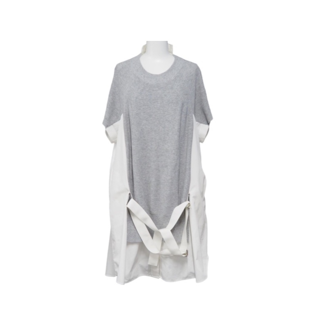 Sacai サカイ 長袖シャツ ドッキングシャツ サイズ1 18-03637 ホワイト グレー シルバー金具 美品  53051